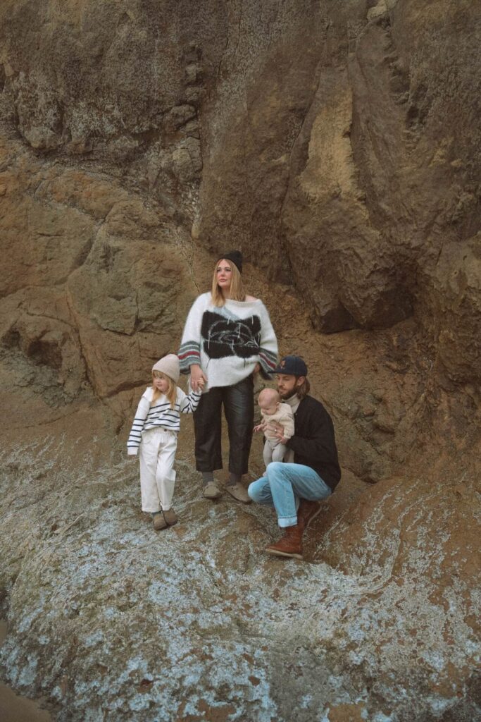 Fall family photoshoot at Hug Point, Oregon Coast