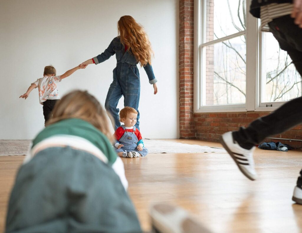 family playing with kids in seattle studio