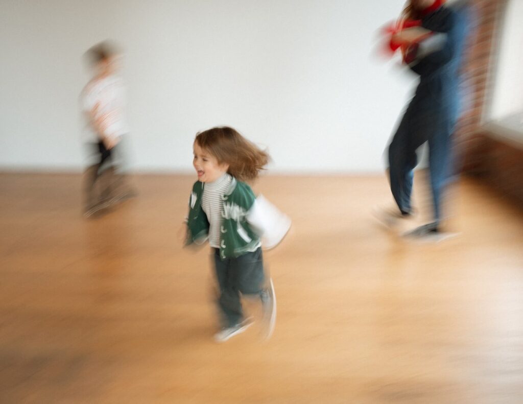 little boy running in seattle studio