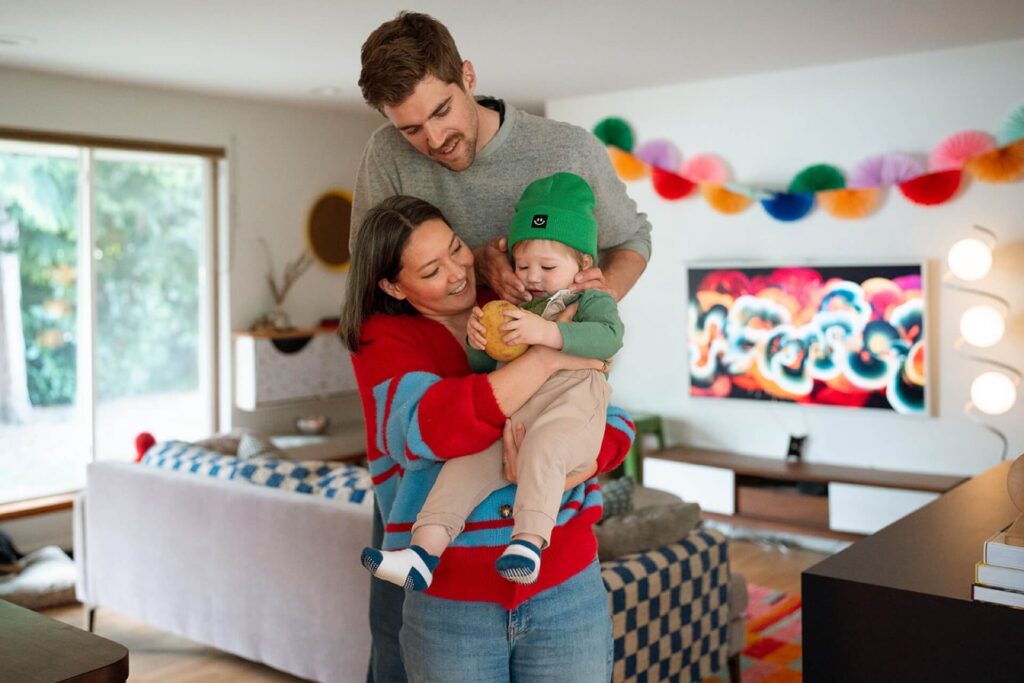 colorful family photos at home