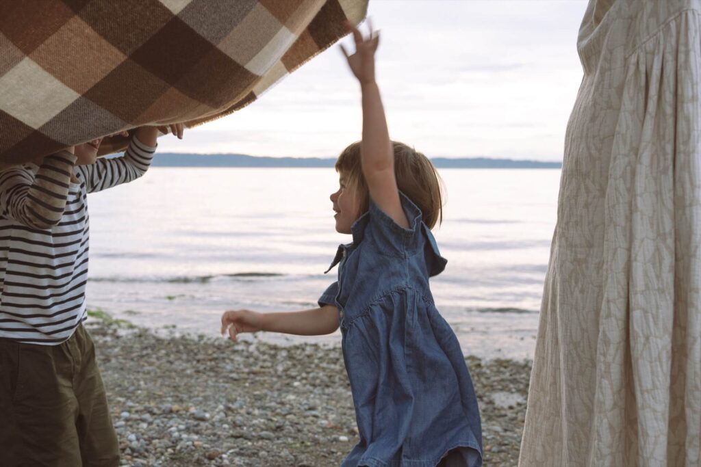 beach blanket family playtime