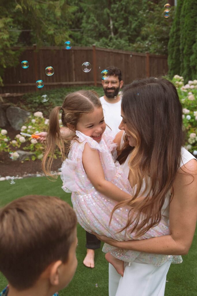 playful family photos at home