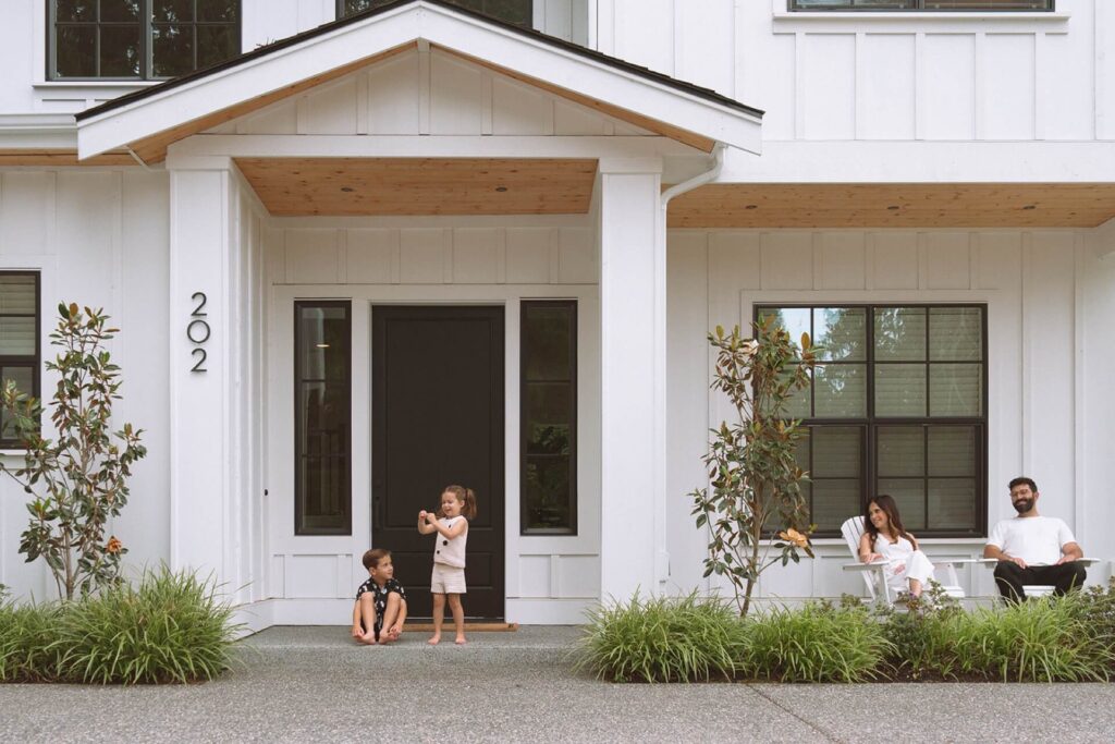 family outside seattle home