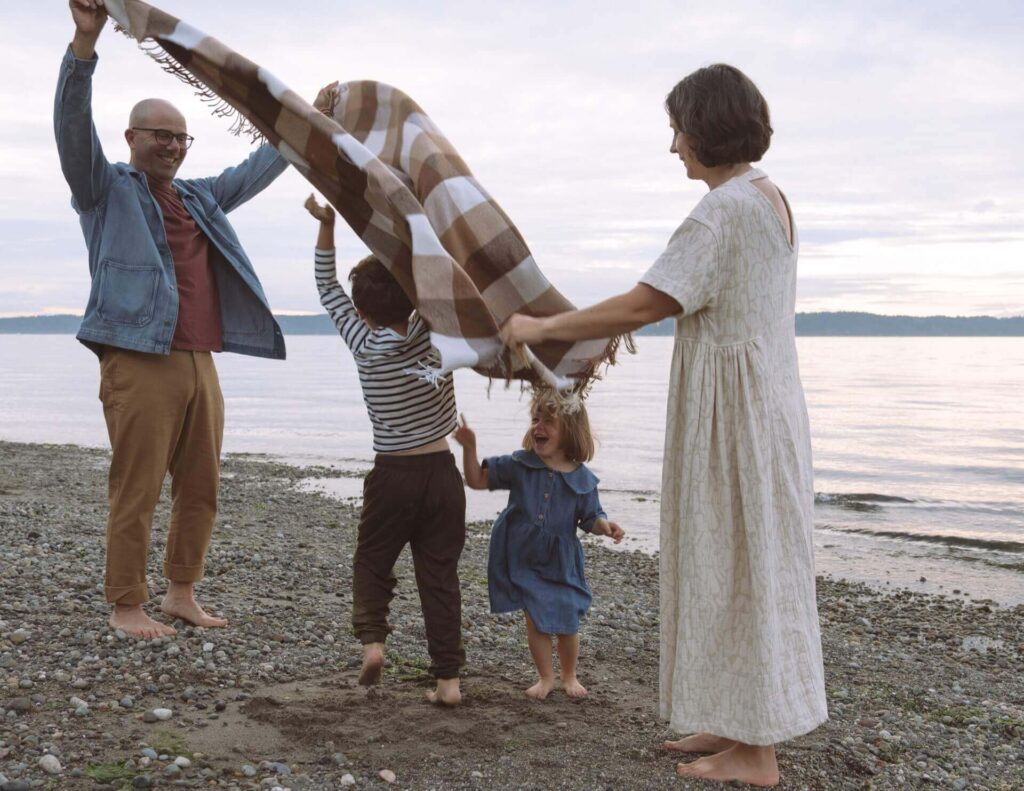 beach blanket family playtime