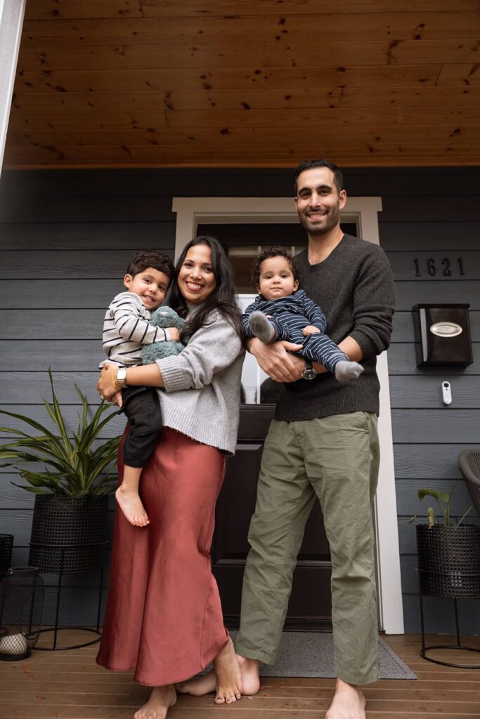 family portrait on porch in seattle home