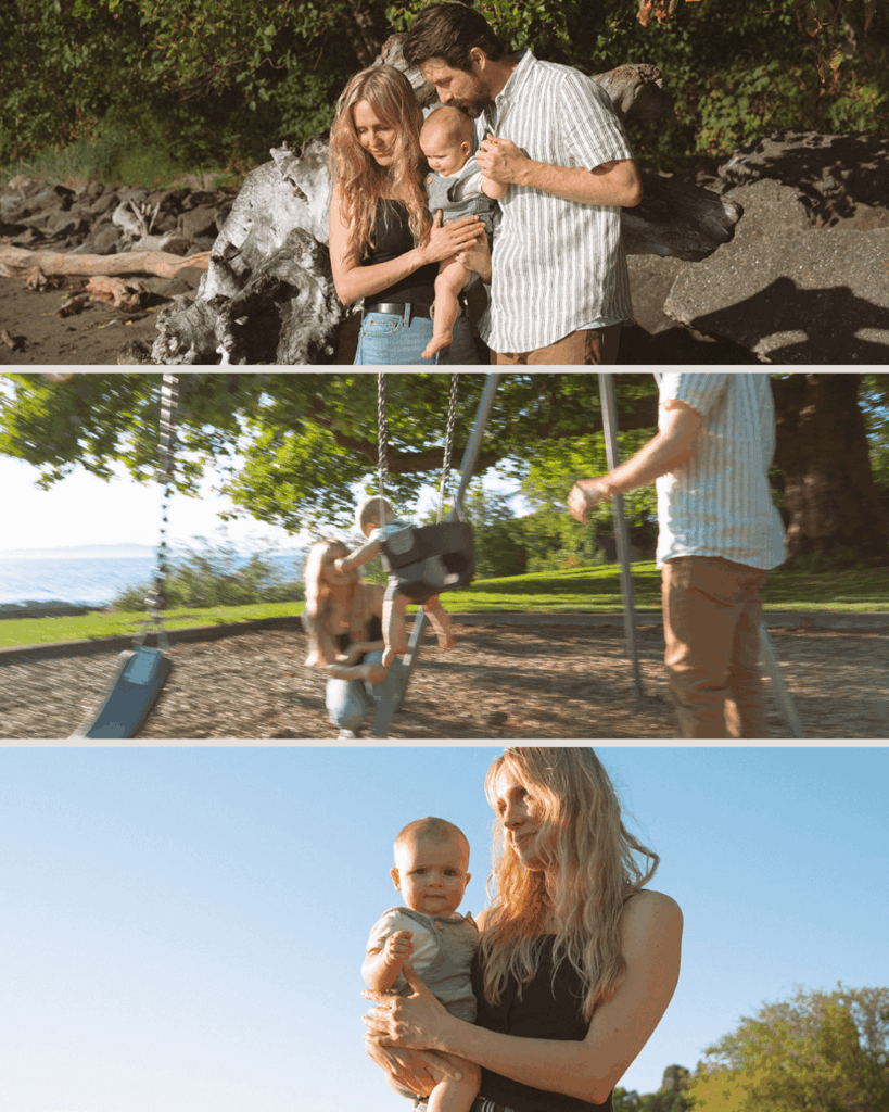 candid family photos in summer at park