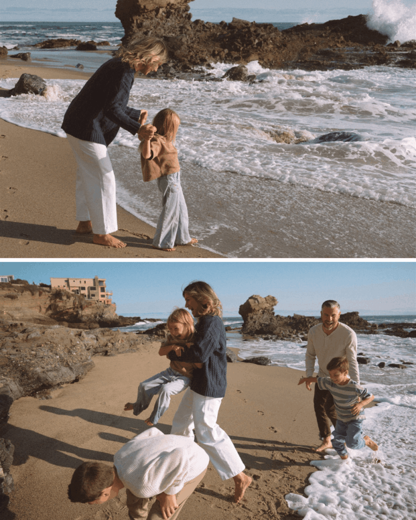 playful family photos at laguna beach