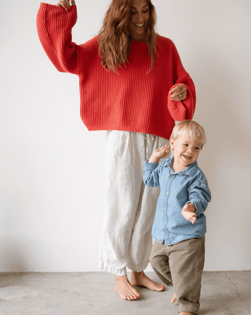 female dancing with little boy in costa mesa studio