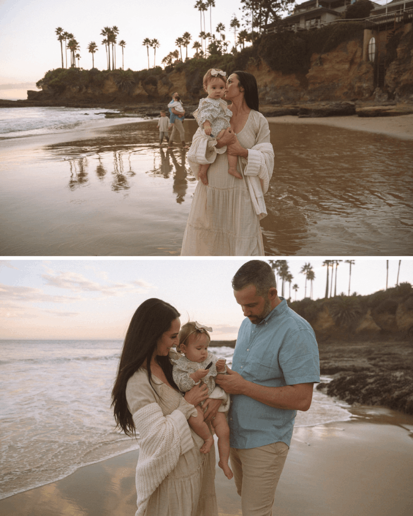 Mother and daughter sharing a sweet moment during their Laguna Beach lifestyle family session.