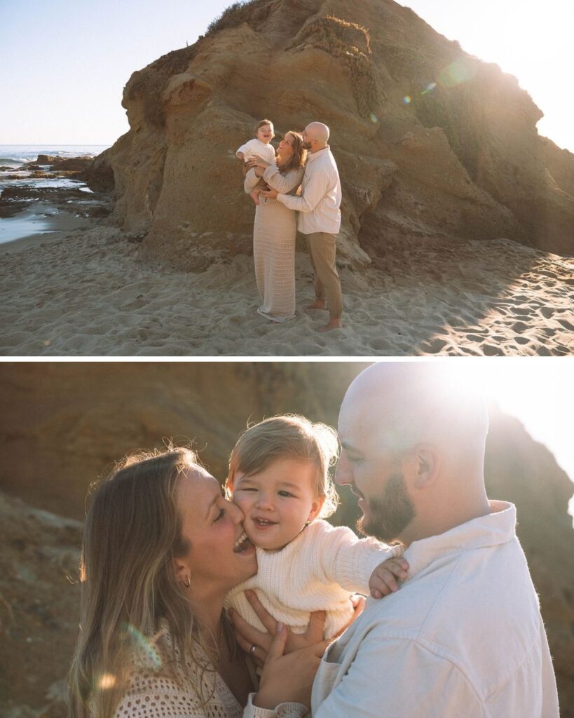 Goff Cove family photoshoot taken at sunset in Laguna Beach with warm light and ocean views.