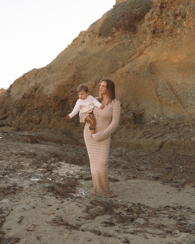 Editorial-inspired portrait of a mother and toddler at Goff Cove Beach in Laguna Beach.