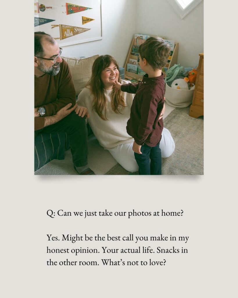 In-home lifestyle family photography session in child's bedroom with parents