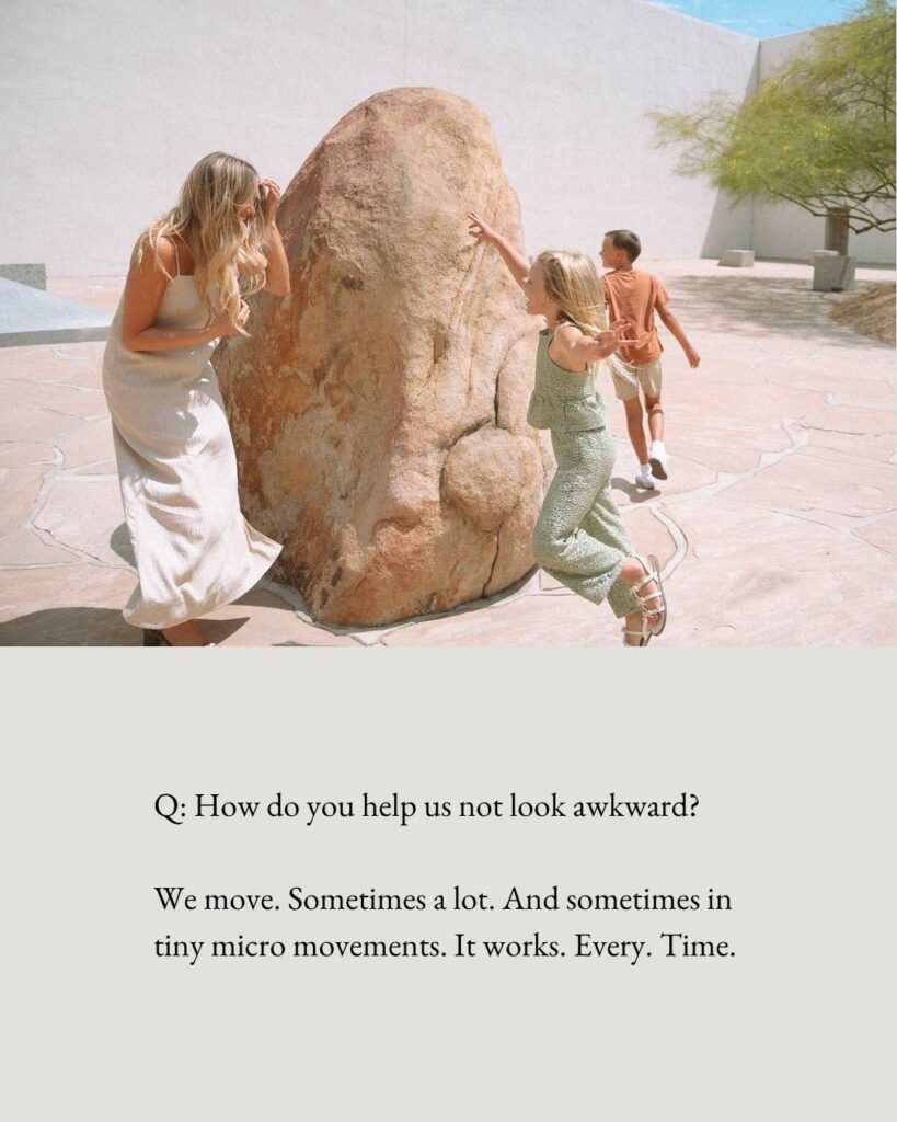 Mother and children exploring outdoors during a candid lifestyle family photography session at Noguchi Garden in Costa Mesa